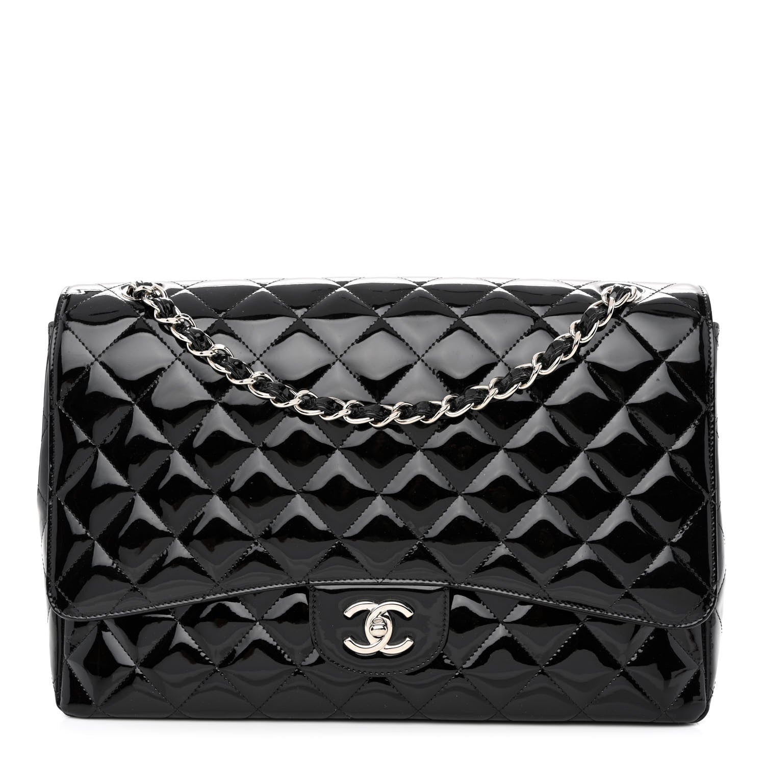 Chanel Patent Quilted Maxi Single Flap Black 1 of 13