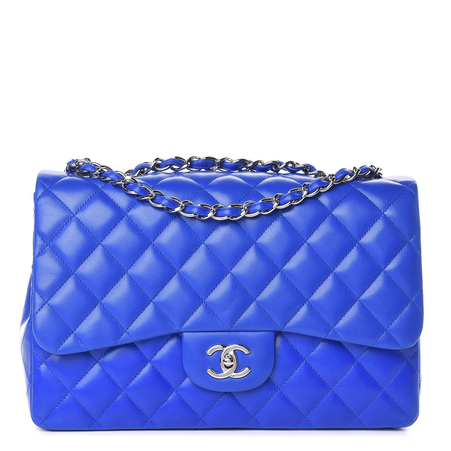 Chanel Lambskin Quilted Jumbo Single Flap Blue 1 of 15