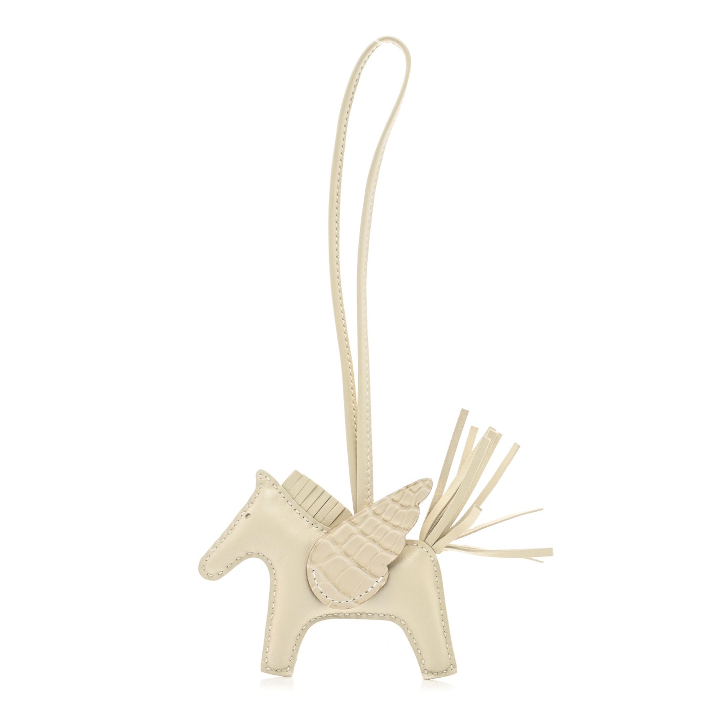 Milo Lambskin Matte Alligator Touch Grigri Rodeo Pegase Horse Bag Charm PM Craie Nata Beton