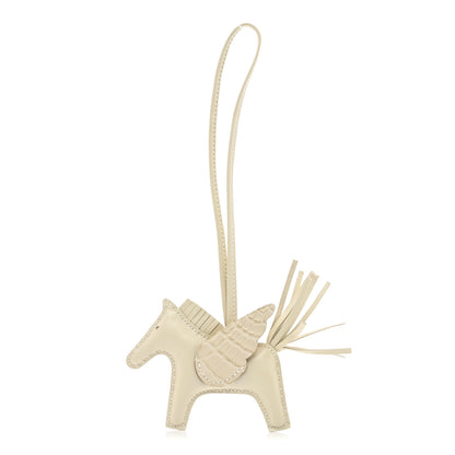 Hermes Milo Lambskin Matte Alligator Touch Grigri Rodeo Pegase Horse Bag Charm PM Craie Nata Beton 1 of 4