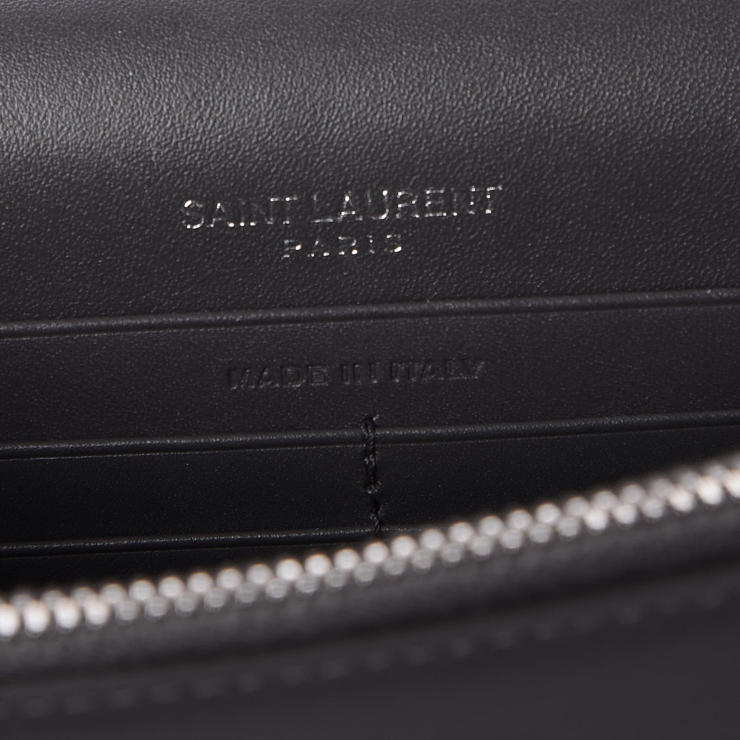 Smooth Calfskin Classic Monogram Kate Tassel Chain Wallet Grey