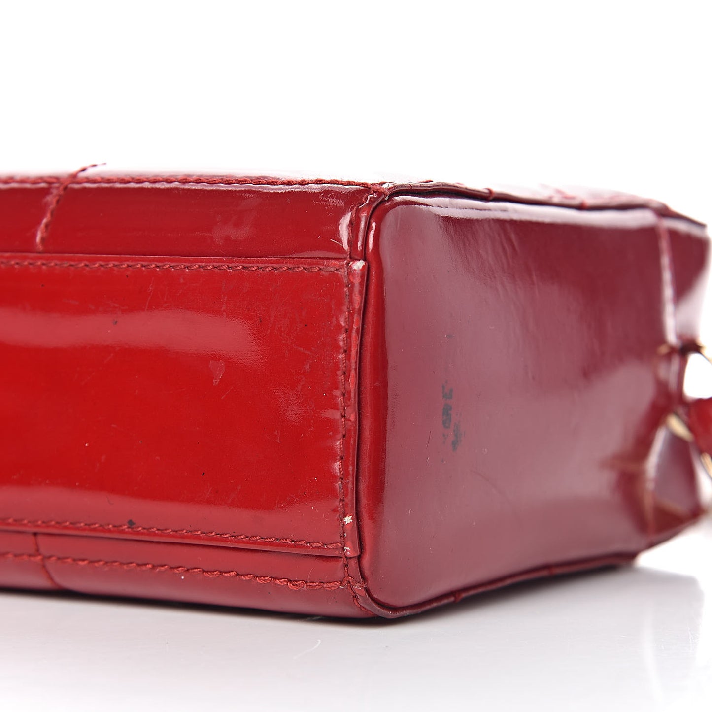 Patent Square Quilted Camera Case Red