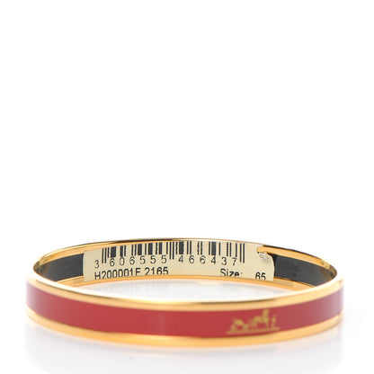 Hermes Enamel Narrow Caleche Bracelet 65 Rosso 6 of 7