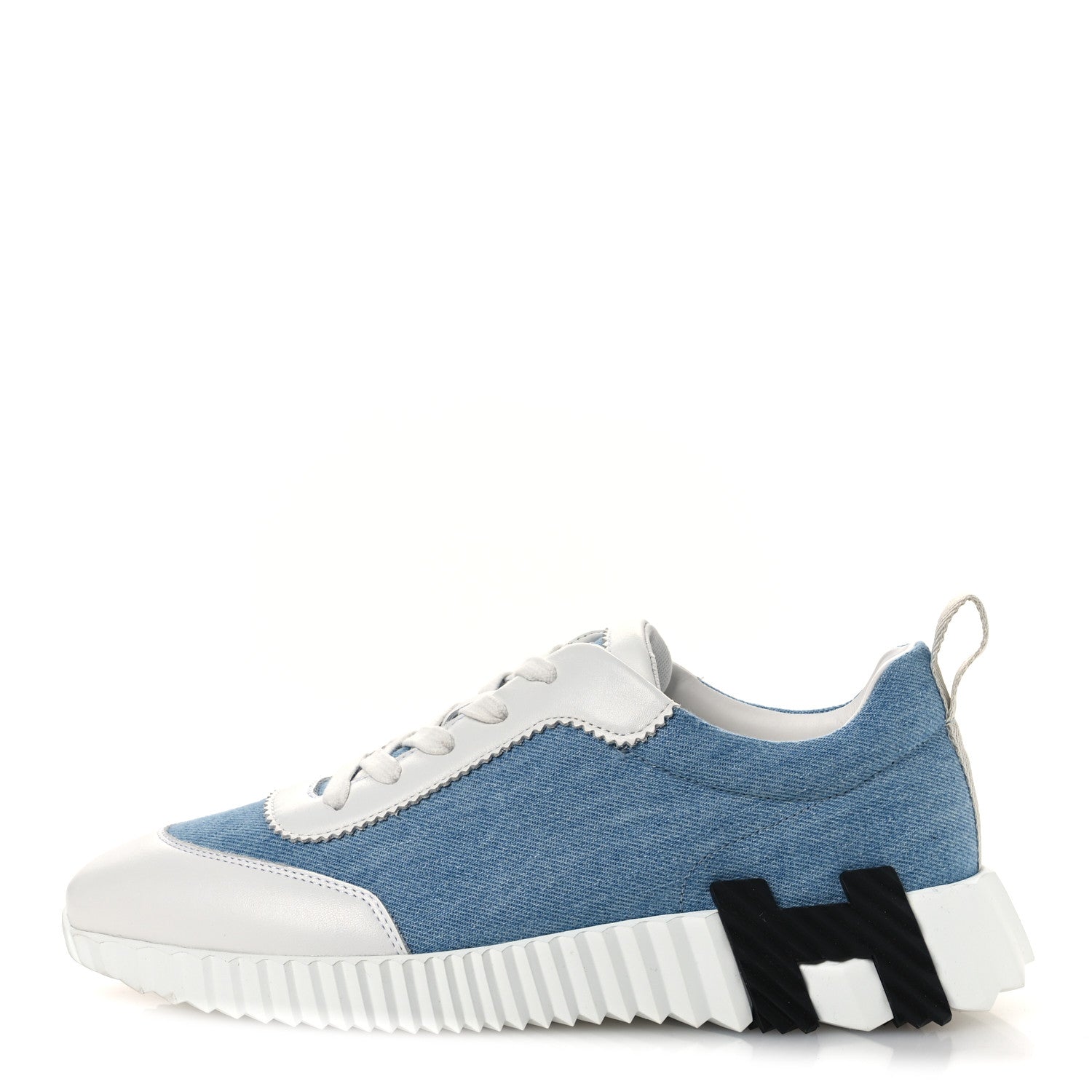 Hermes Denim Calfskin Bouncing Sneakers 40 Bleu Clair White 1 of 10