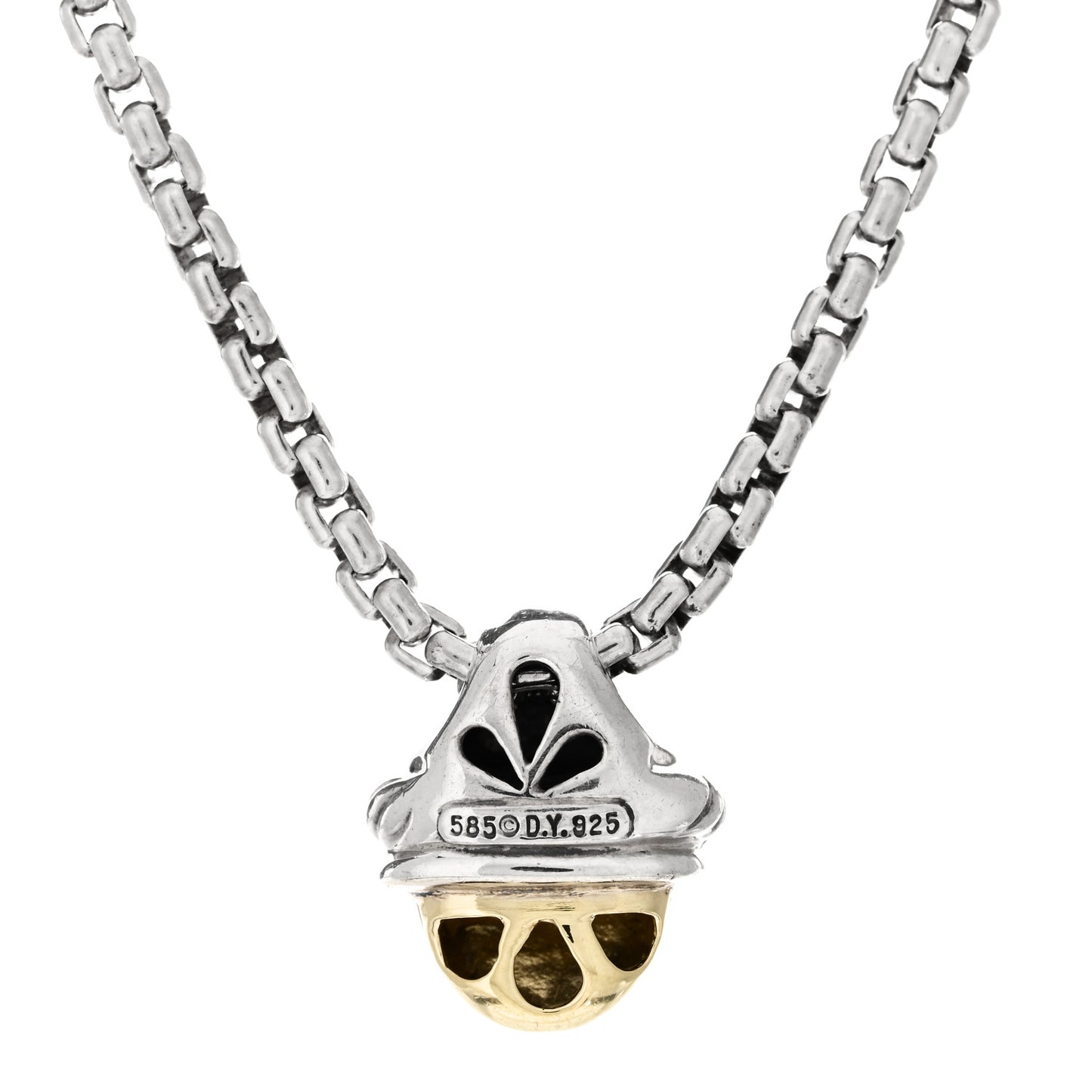 Sterling Silver 14K Yellow Gold Acorn Pendant Necklace