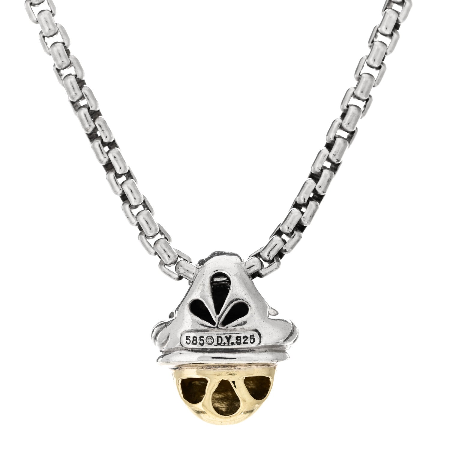 David Yurman Sterling Silver 14K Yellow Gold Acorn Pendant Necklace 3 of 3