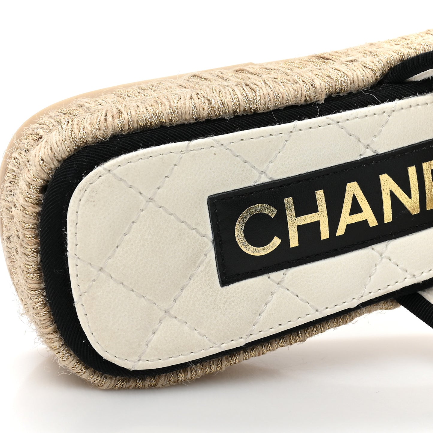 Crumpled Goatskin CC Espadrille Mules 35 White Black