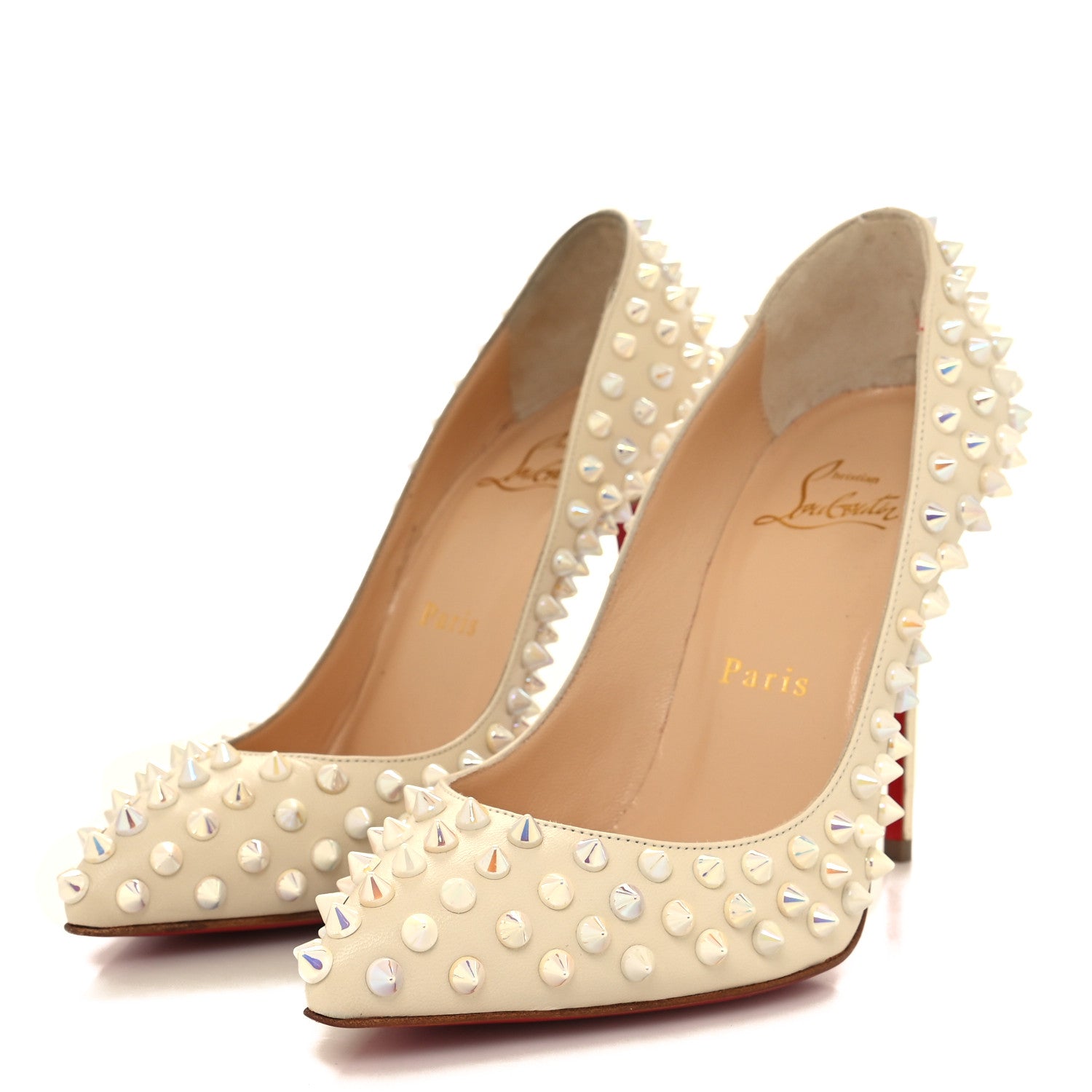Christian Louboutin Patent Follies Spikes 100 Pumps 35.5 White 3 of 8