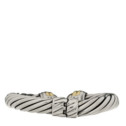 David Yurman Sterling Silver 14K Yellow Gold 10mm Cable Classics Hinged Bracelet 2 of 3