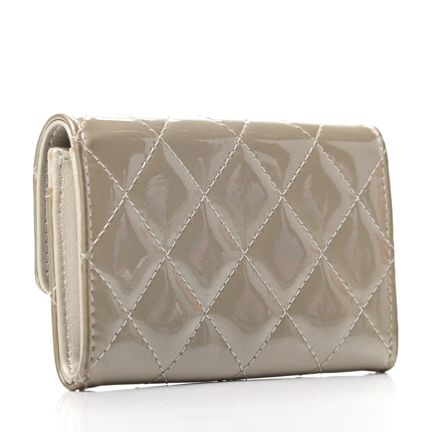Chanel Patent Quilted Card Holder Light Gold 3 of 9
