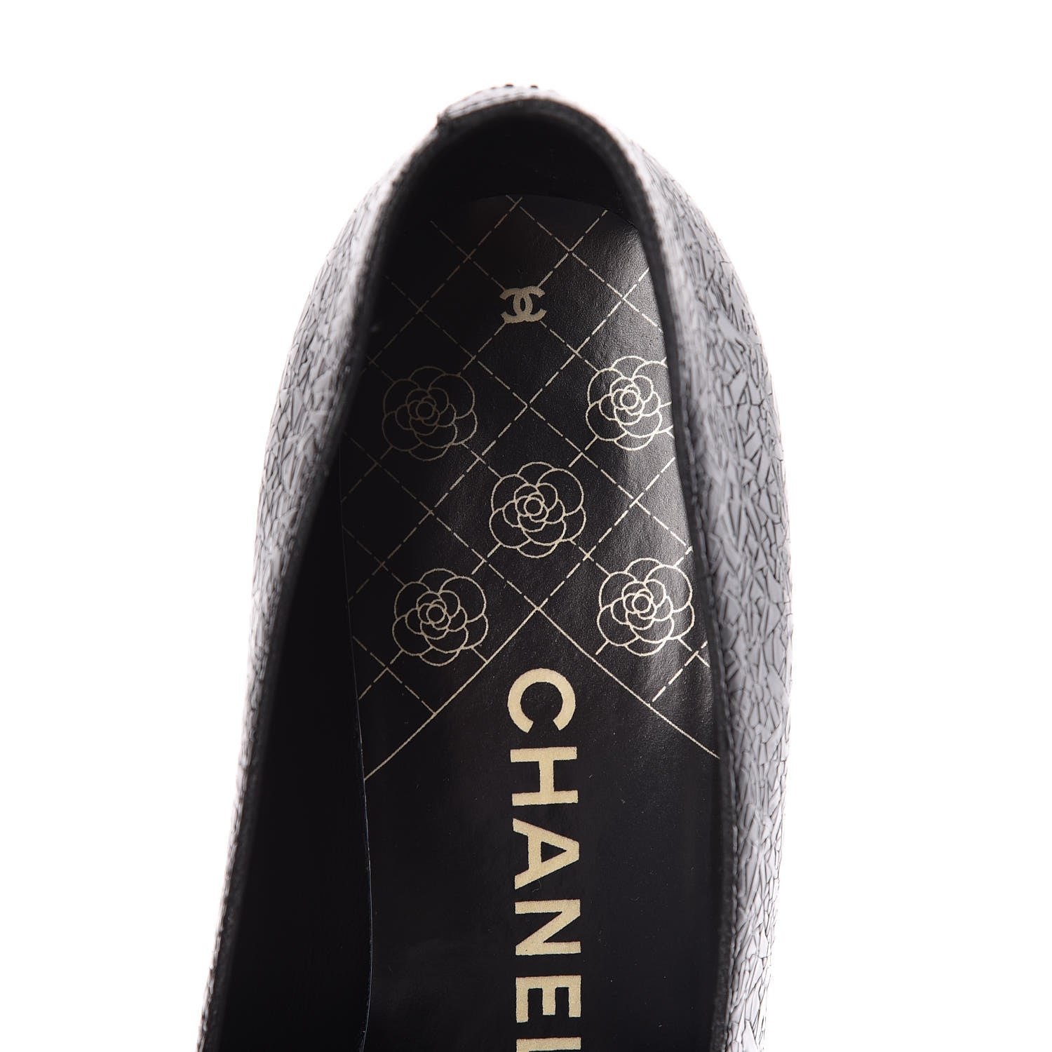Chanel Fantasy Patent Calfskin Grosgrain Cap Toe Pumps 38 Black 7 of 12