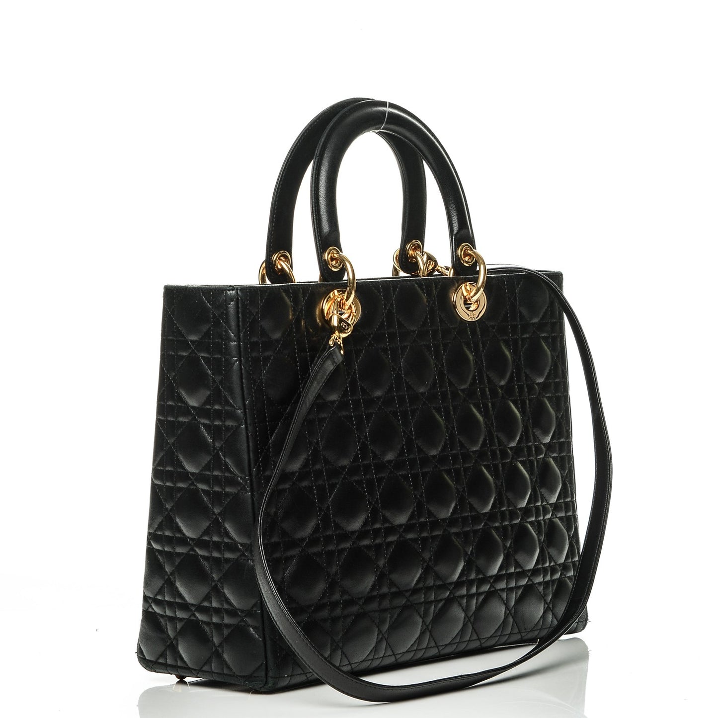 Vintage Lambskin Cannage Large Lady Dior Black