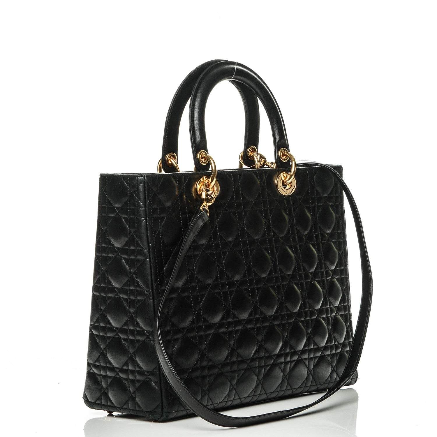 Christian Dior Vintage Lambskin Cannage Large Lady Dior Black 3 of 14