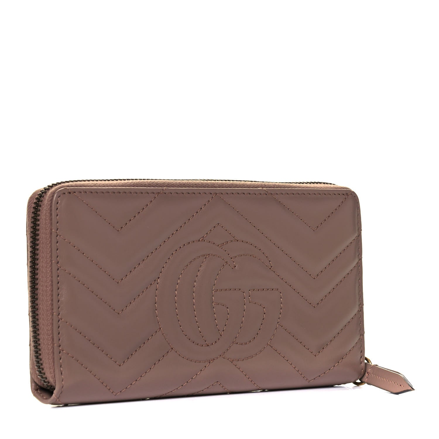 Gucci Calfskin Matelasse GG Marmont Zip Around Wallet Porcelain Rose 3 of 10