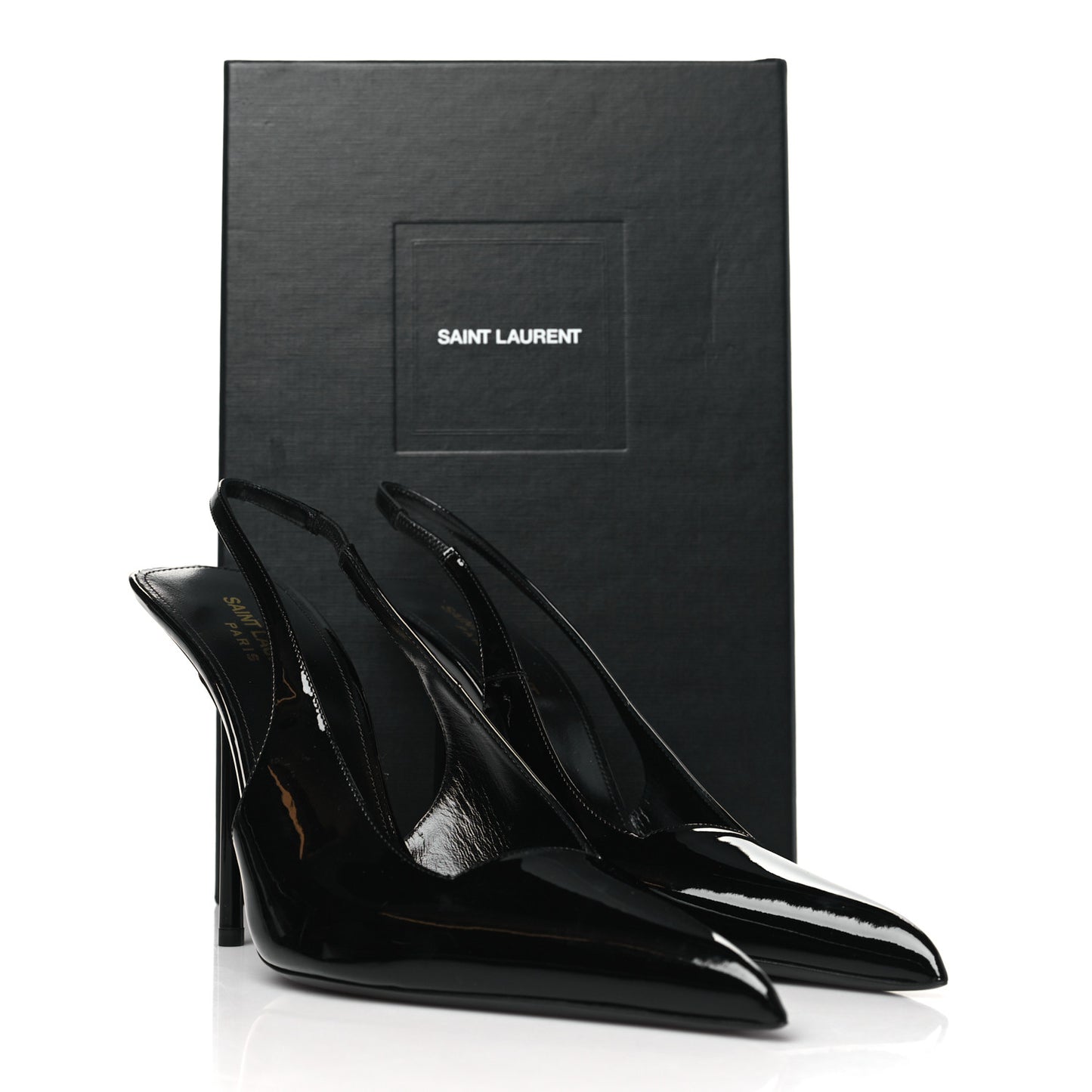 Patent Calfskin Kiss 105 Slingback Pumps 40 Black