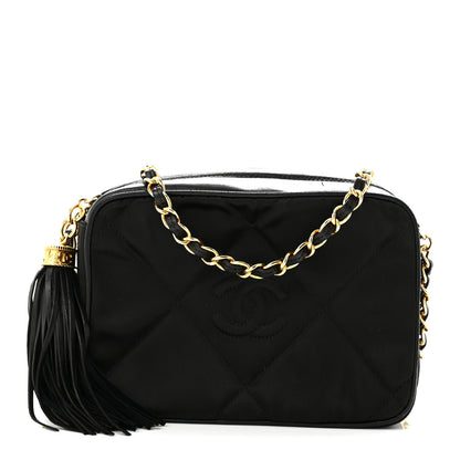 Chanel Satin Quilted Tassel Camera Case Black 1 of 14