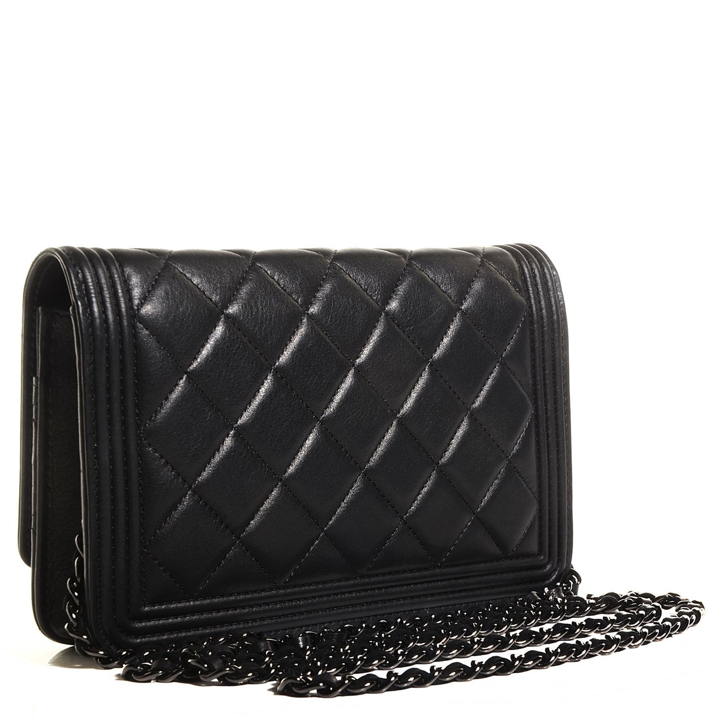 Lambskin Quilted Boy Wallet On Chain WOC So Black