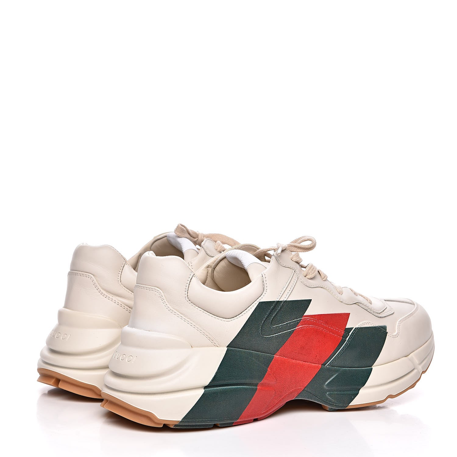 Gucci Calfskin Web Printed Mens Rhyton Sneakers 12.5 Mystic White 4 of 12