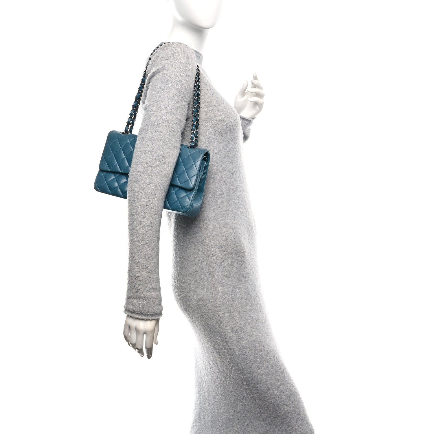 Chanel Lambskin Quilted Medium Double Flap Turquoise 3 of 23