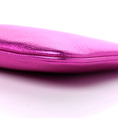 Balenciaga Metallic Goatskin Logo Large Everyday Zip Pouch Rose Fuchsia Black 8 of 8
