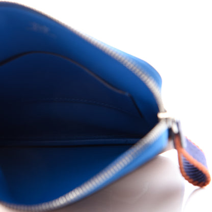 Hermes Swift Couverture Nouvelle Carre Pocket Pouch Gold Bleu Encre 5 of 6