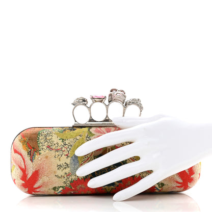 Alexander McQueen Printed Canvas Floral Knuckle Box Clutch Red 2 of 11