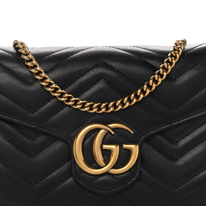 Gucci Calfskin Matelasse GG Marmont Chain Wallet Black 8 of 10