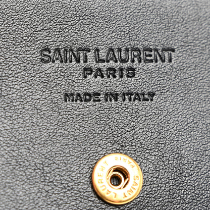 Saint Laurent Shiny Lambskin Logo Carre Zipped Card Case Black 6 of 7
