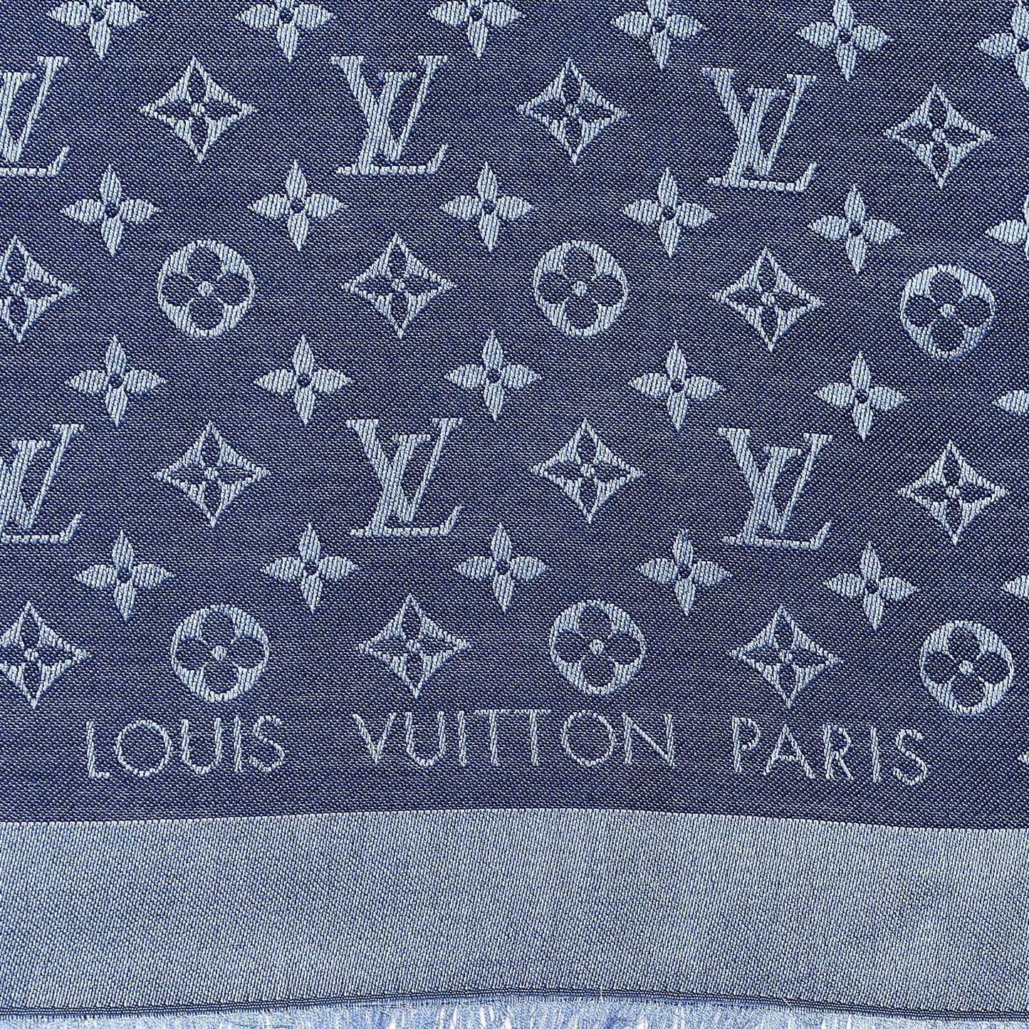 Silk Wool Monogram Shawl Blue