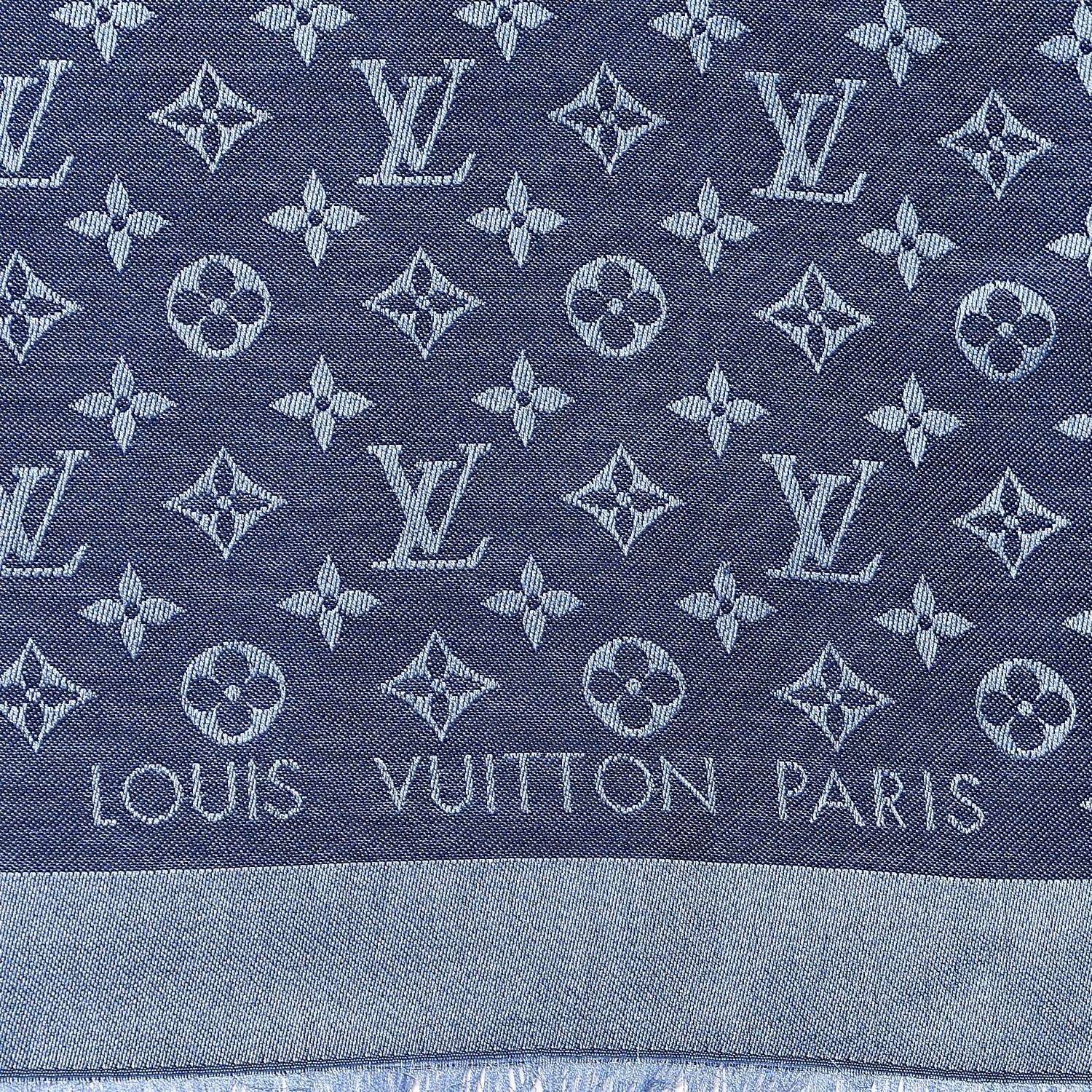 Louis Vuitton Silk Wool Monogram Shawl Blue 3 of 5