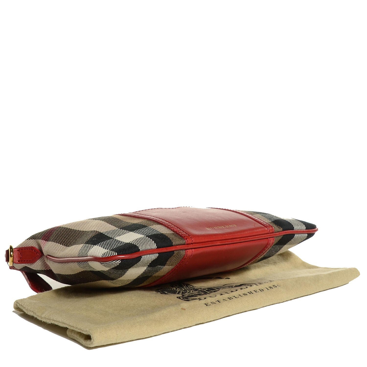 Burberry House Check Peyton Crossbody Clutch Bag Military Red 4 of 11