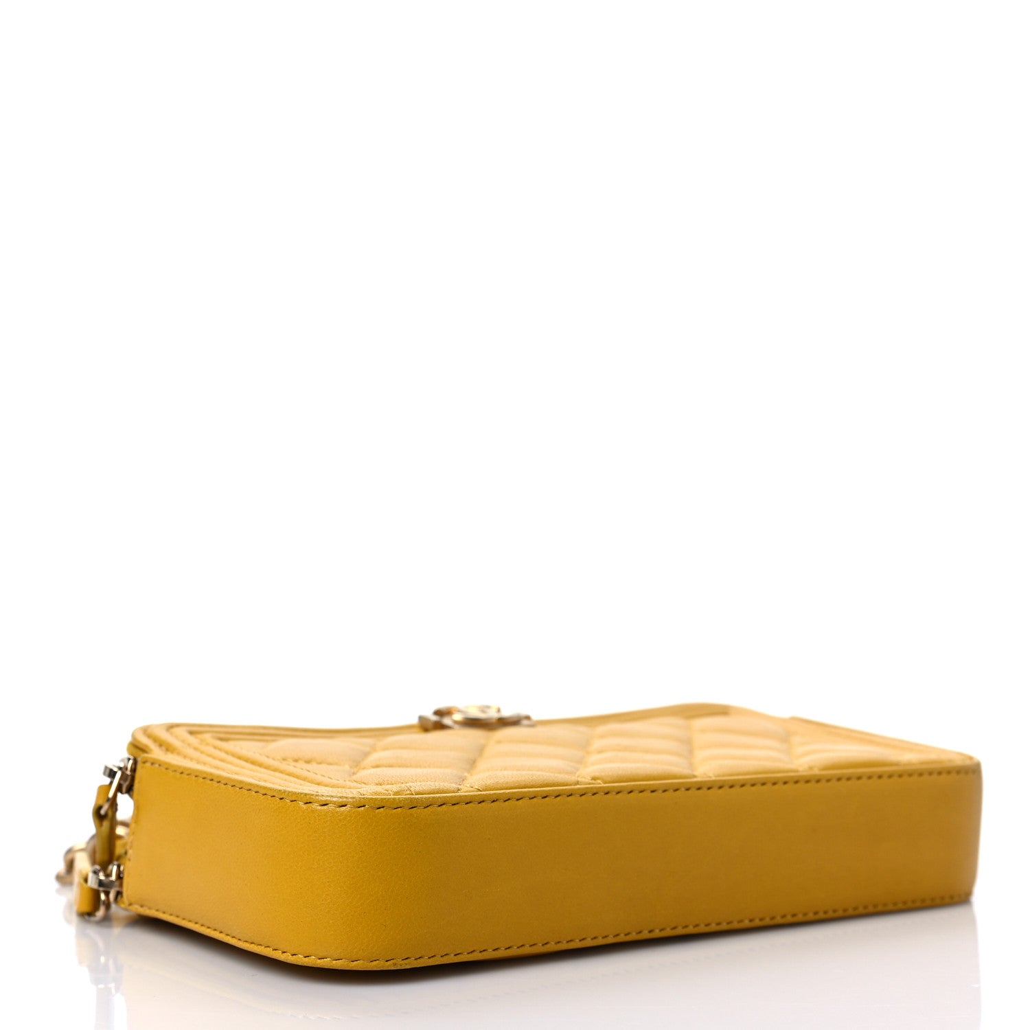 Chanel Calfskin Quilted Small Boy Clutch With Chain Yellow 3 of 7