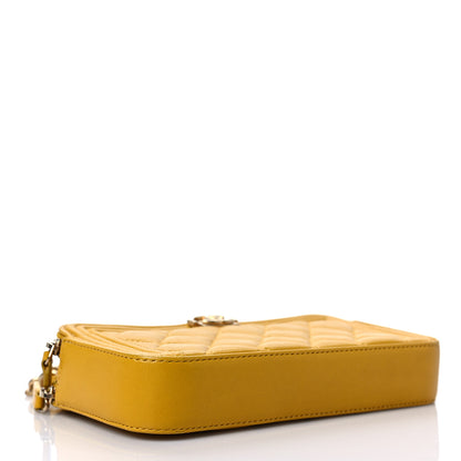 Chanel Calfskin Quilted Small Boy Clutch With Chain Yellow 3 of 7