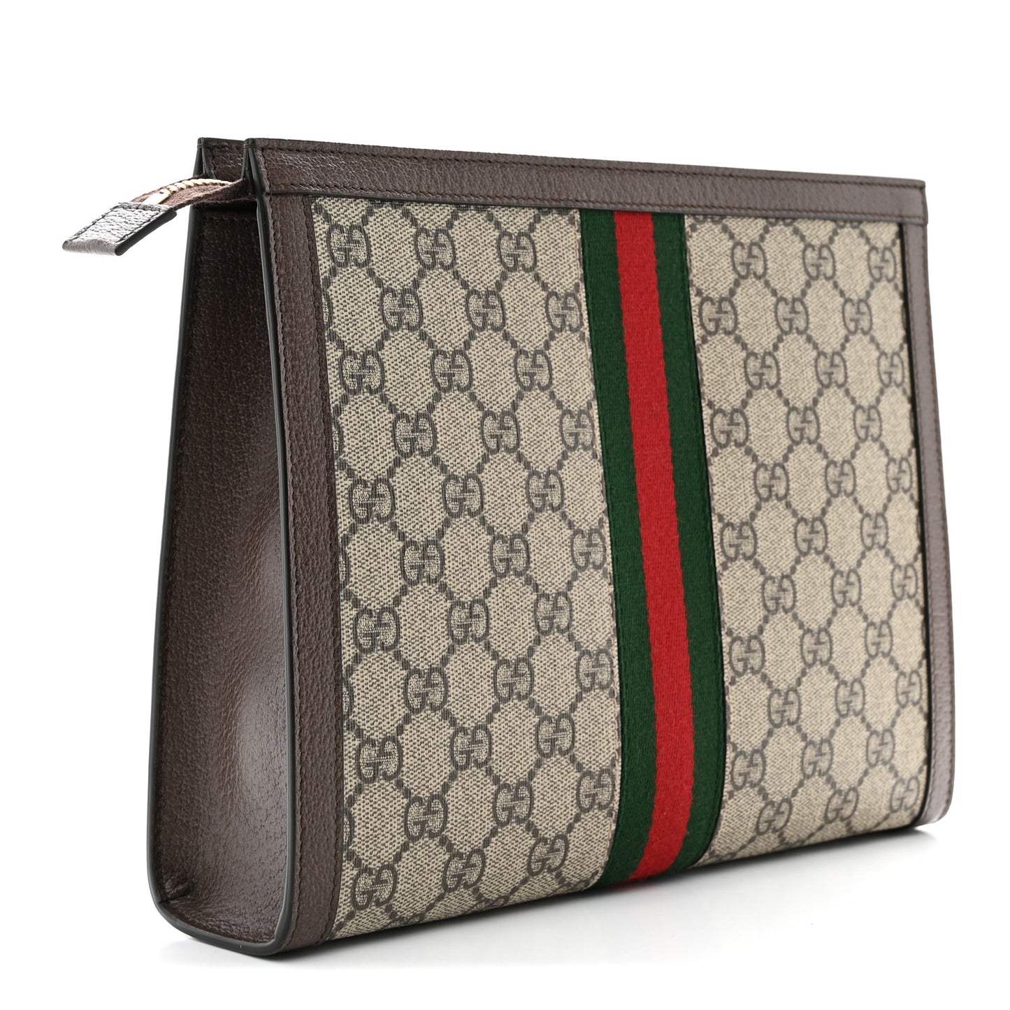 GG Supreme Monogram Web Ophidia Pouch Brown