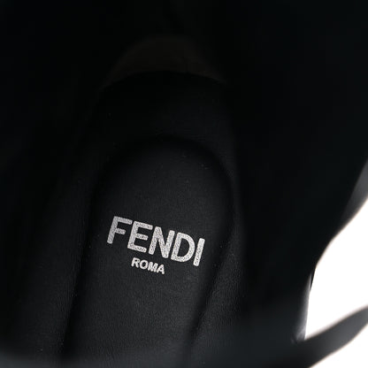 Fendi Vitello Fabric Jacquard Karligraphy Embroidered Womens Combat Boots 39 Black 6 of 7