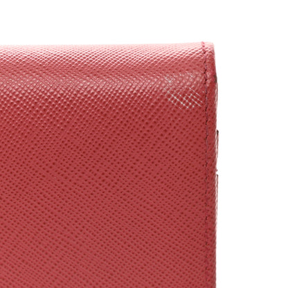 Prada Saffiano Metal Continental Flap Wallet Fragola 8 of 10