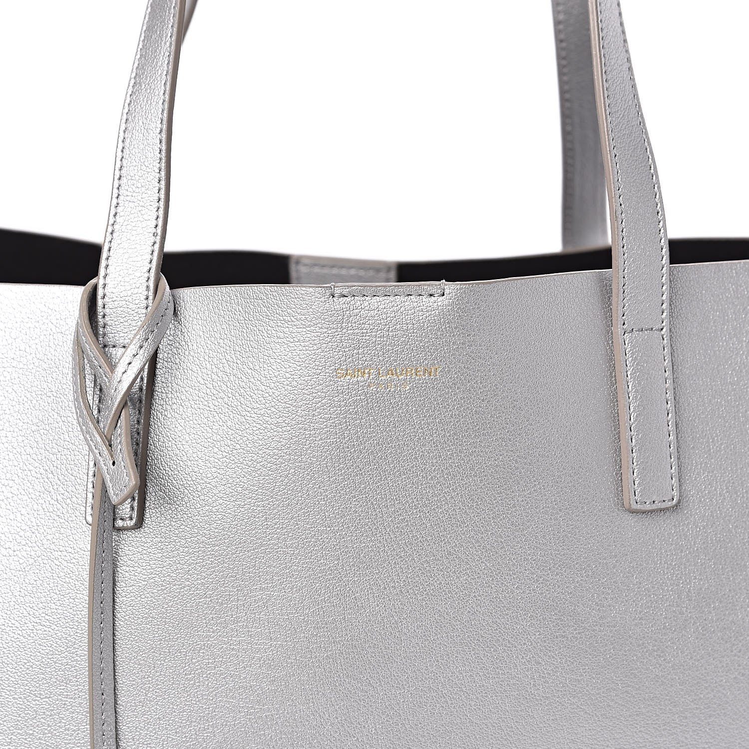 Saint Laurent Metallic Calfskin Large Shopping Tote Silver 11 of 11