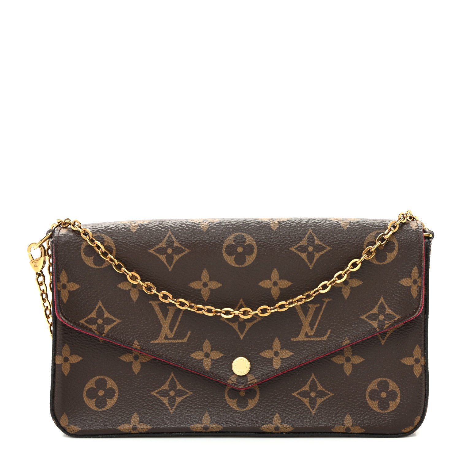 Louis Vuitton Monogram Pochette Felicie Chain Wallet Fuchsia 1 of 12