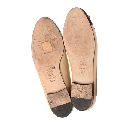 Chanel Lambskin Cap Toe CC Ballerina Flats 36.5 Beige Black 4 of 4