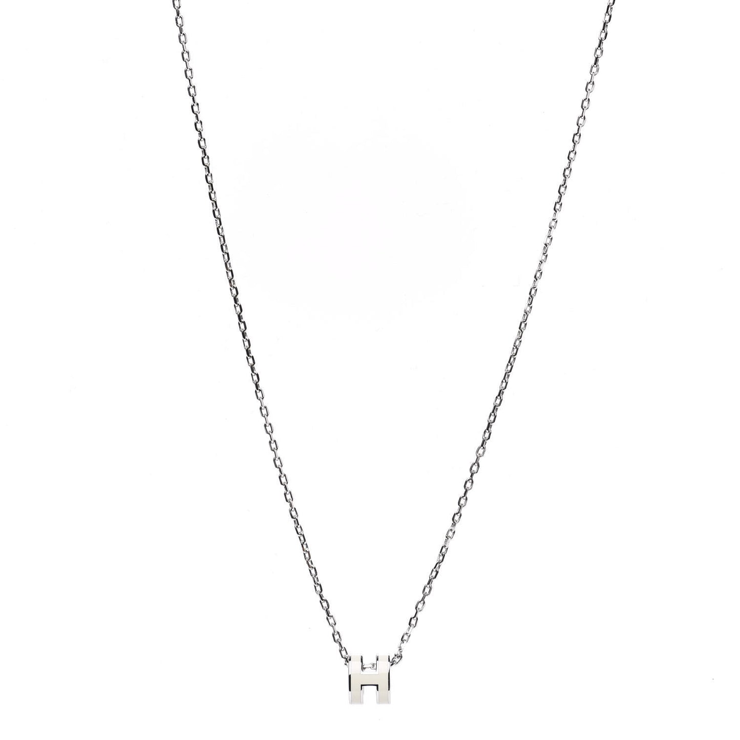 Lacquered Palladium Pop H Pendant Necklace Ecru