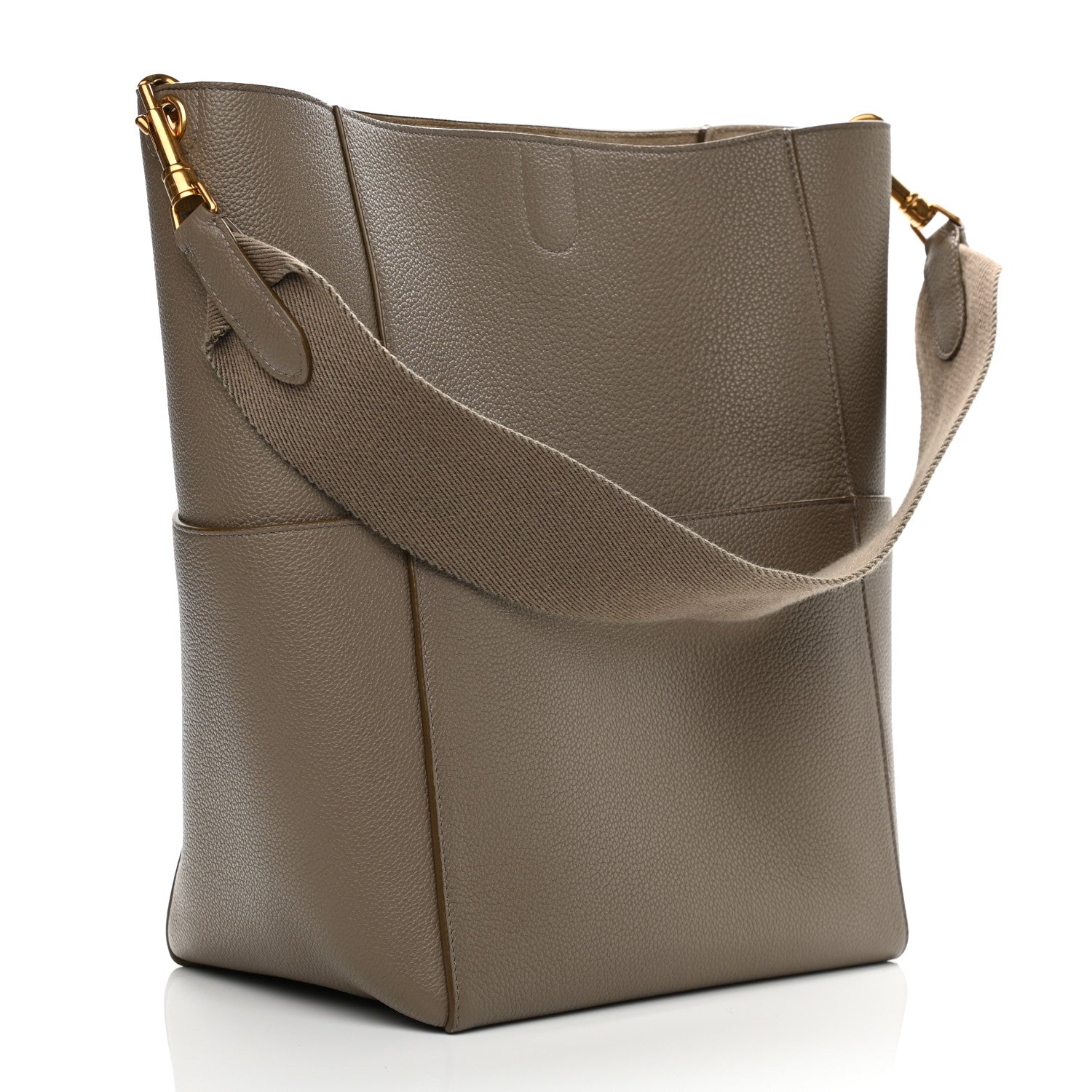 Celine Soft Grained Calfskin Sangle Bucket Bag Taupe 3 of 9