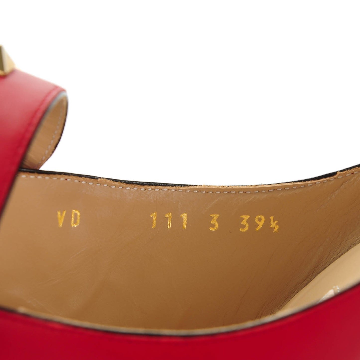 Calfskin Rockstud Ankle Strap Pumps 39.5 Red