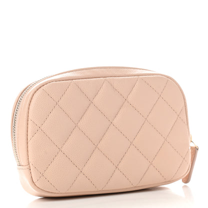Chanel Caviar Quilted Small Curvy Pouch Cosmetic Case Light Beige 3 of 8