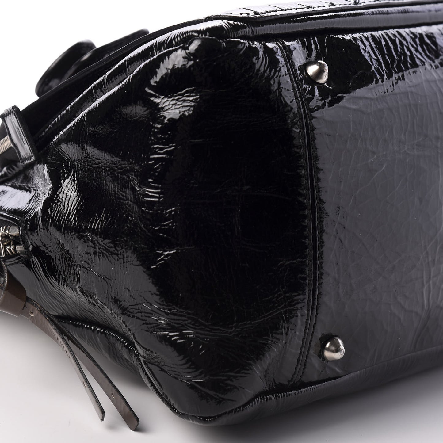 Patent Calfskin Quilted Large Bay Tote Black