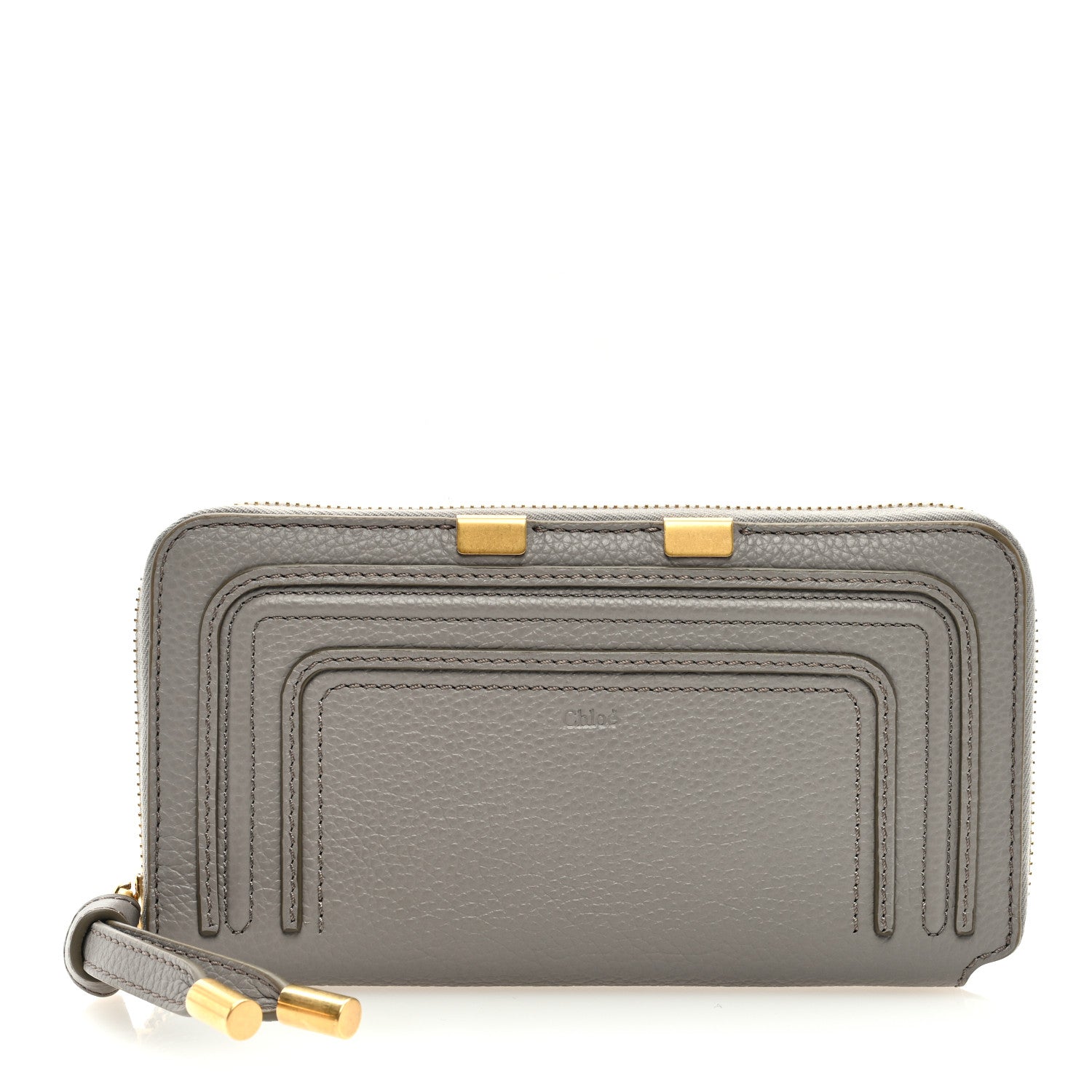 Chloe Calfskin Marcie Long Zip Around Wallet Cashmere Grey 1 of 6