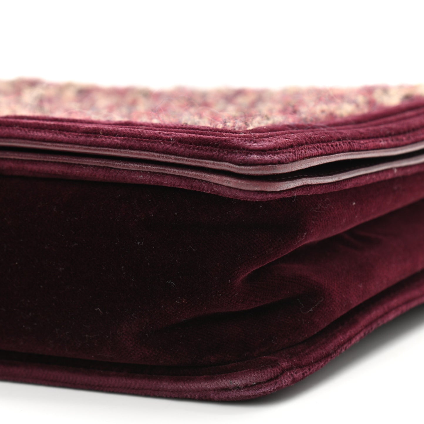 Velvet Tweed Large Boy Flap Burgundy