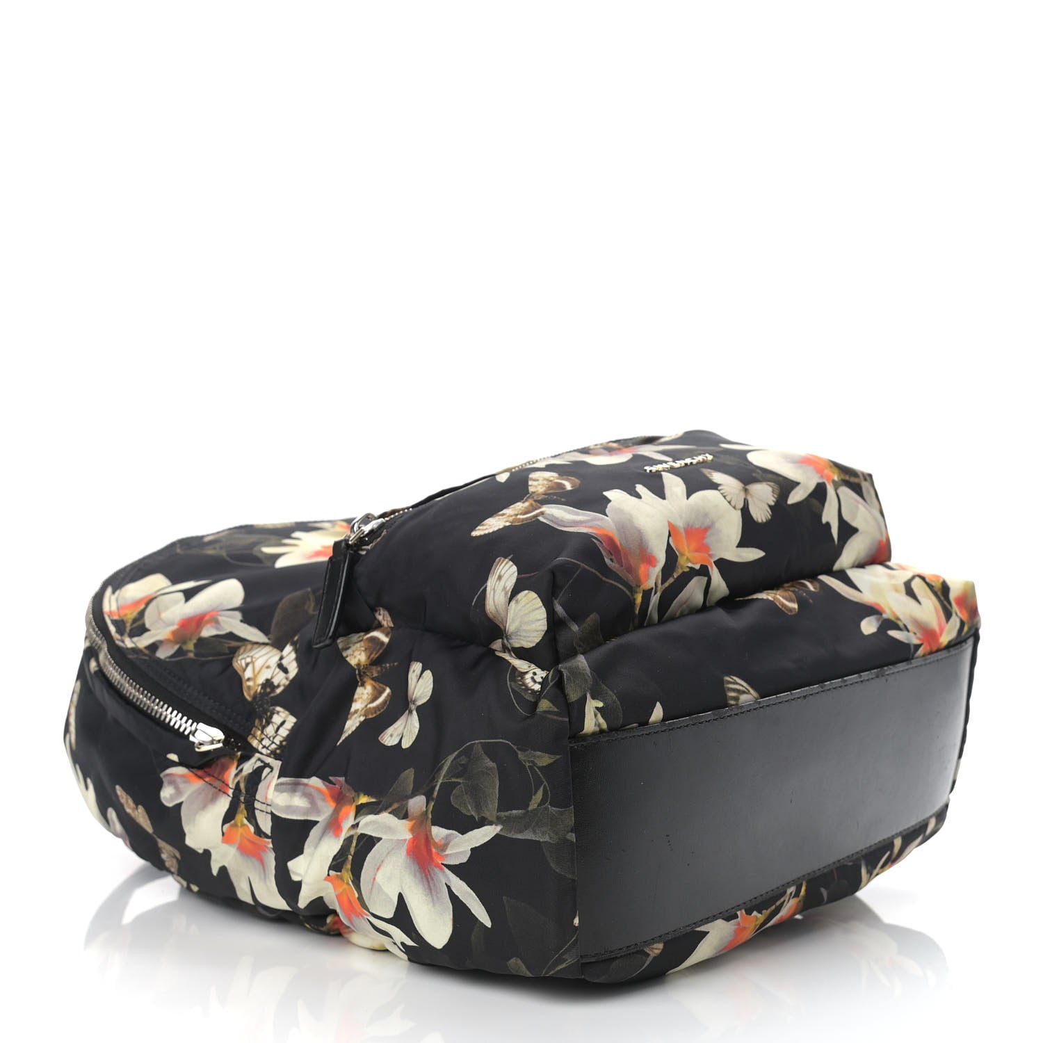 Givenchy Nylon Calfskin Magnolia and Moth Print Backpack Black 3 of 13