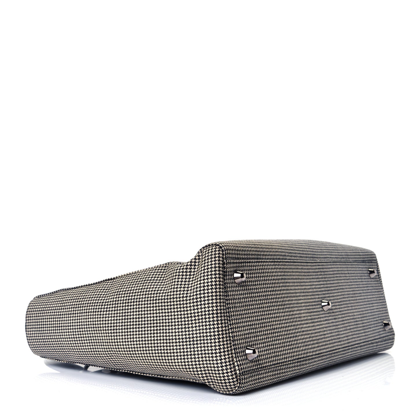 Canvas Houndstooth Patent Large Lady Dior Black