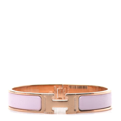 Hermes Enamel Narrow Clic Clac H Bracelet GM Rose Dragee 1 of 4