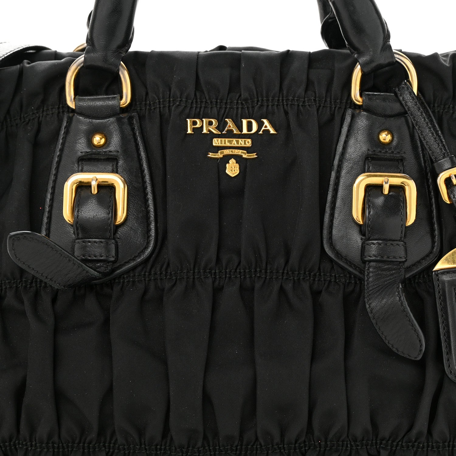 Prada Tessuto Nylon Nappa Braided Gaufre Shopping Satchel Black 8 of 12